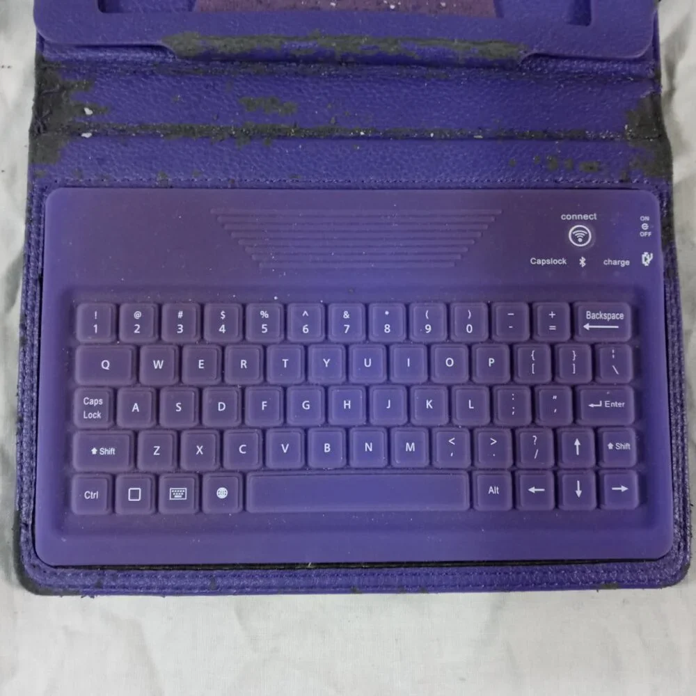 Purple Tablet Case With Bluetooth Mini Charging Keyboard Electronic Accessory